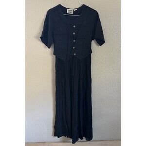 Vintage Womens 24 Karat Sz S Hippy Boho Black Dress Cottagecore Fairy Goth